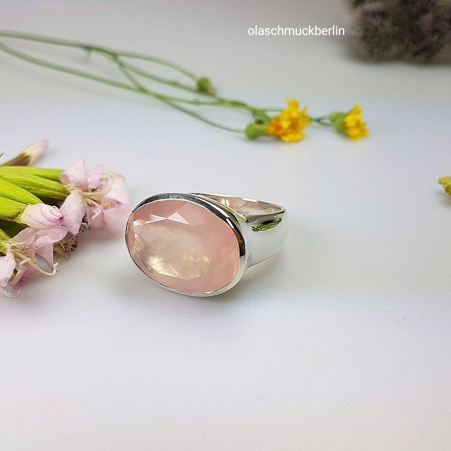 Silberring mit Rosenquarz