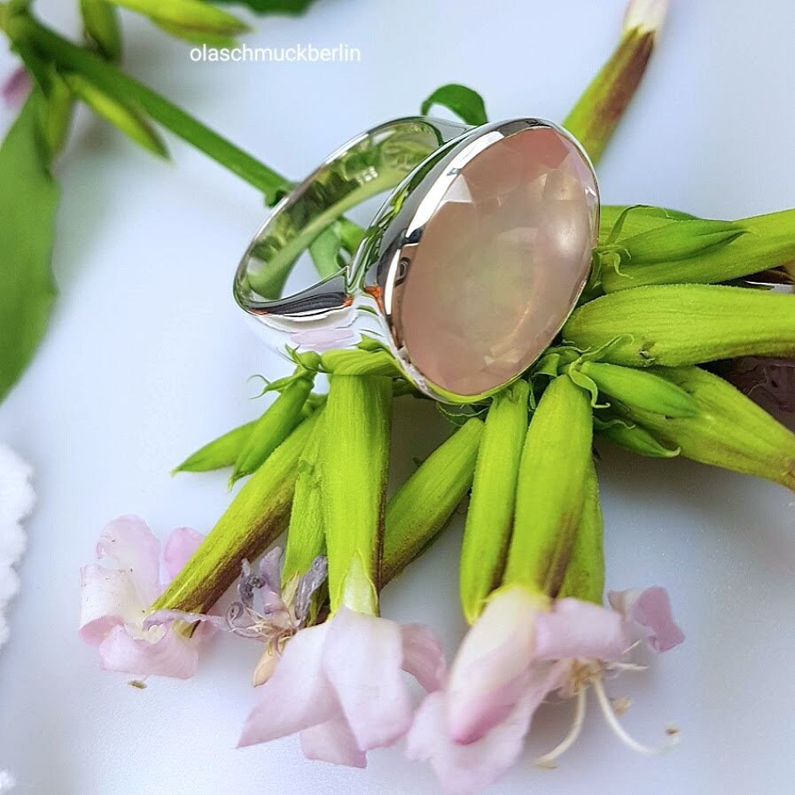 Silberring mit Rosenquarz