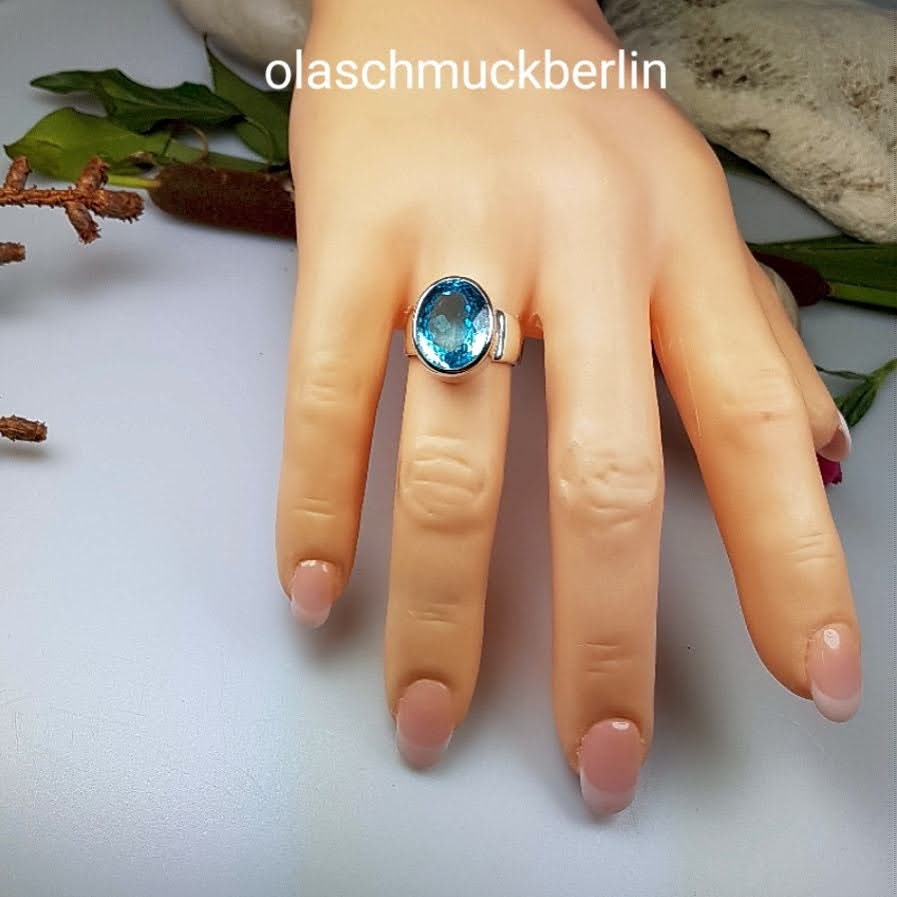 Handgefertigter Silberring mit Topas (Sri Lanka)