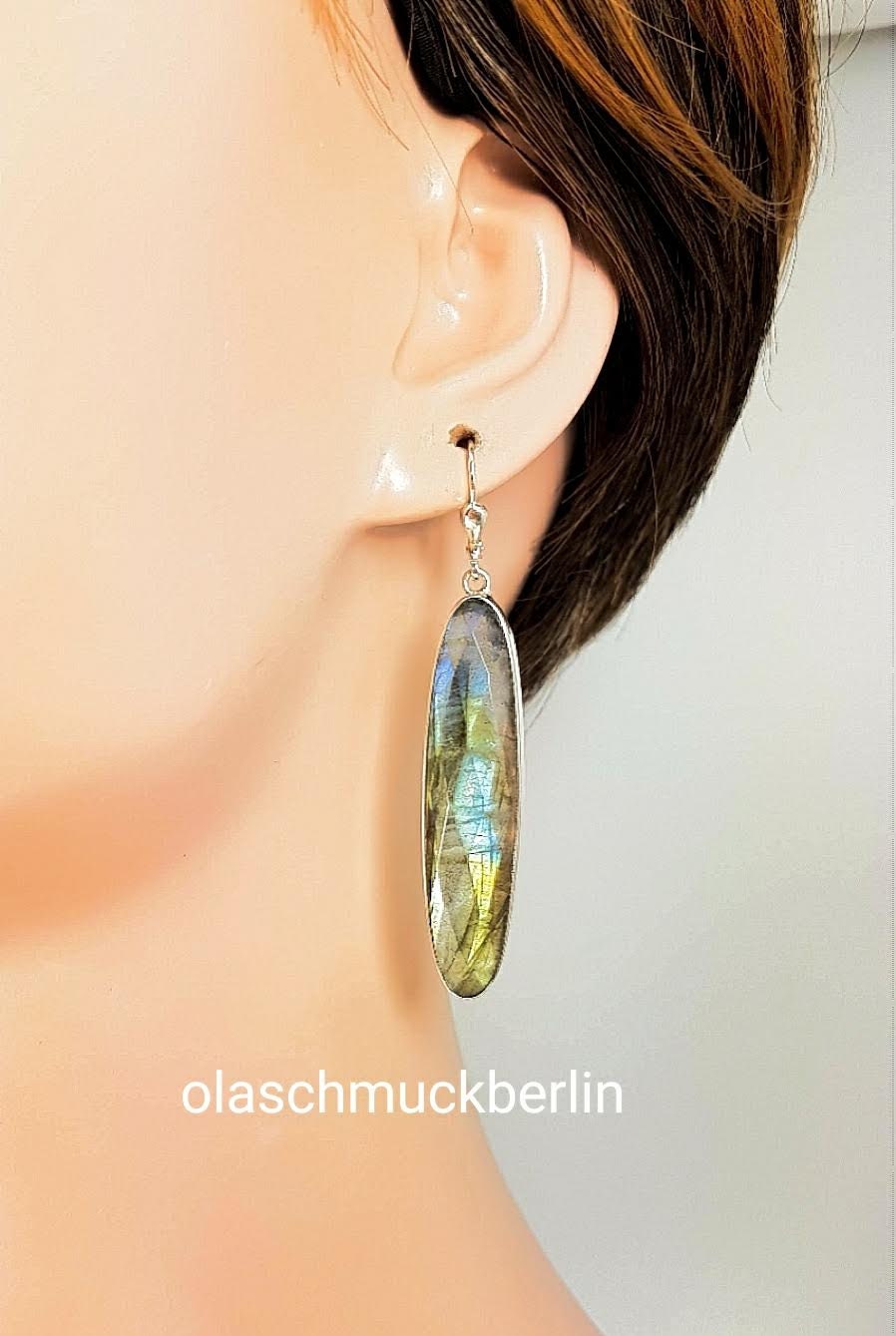Silber Ohrringe mit Labradorit