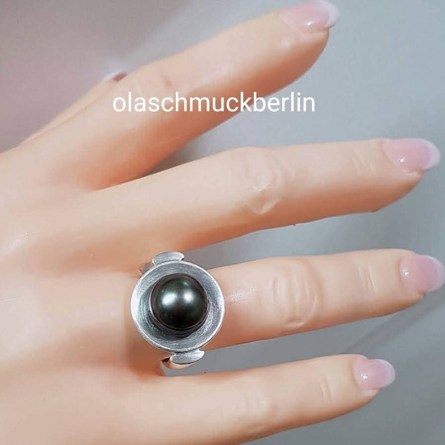 Silber Ring mit schwarzer Tahiti Perle