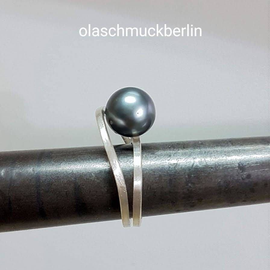 Silber Ring mit schwarzer Tahiti Perle