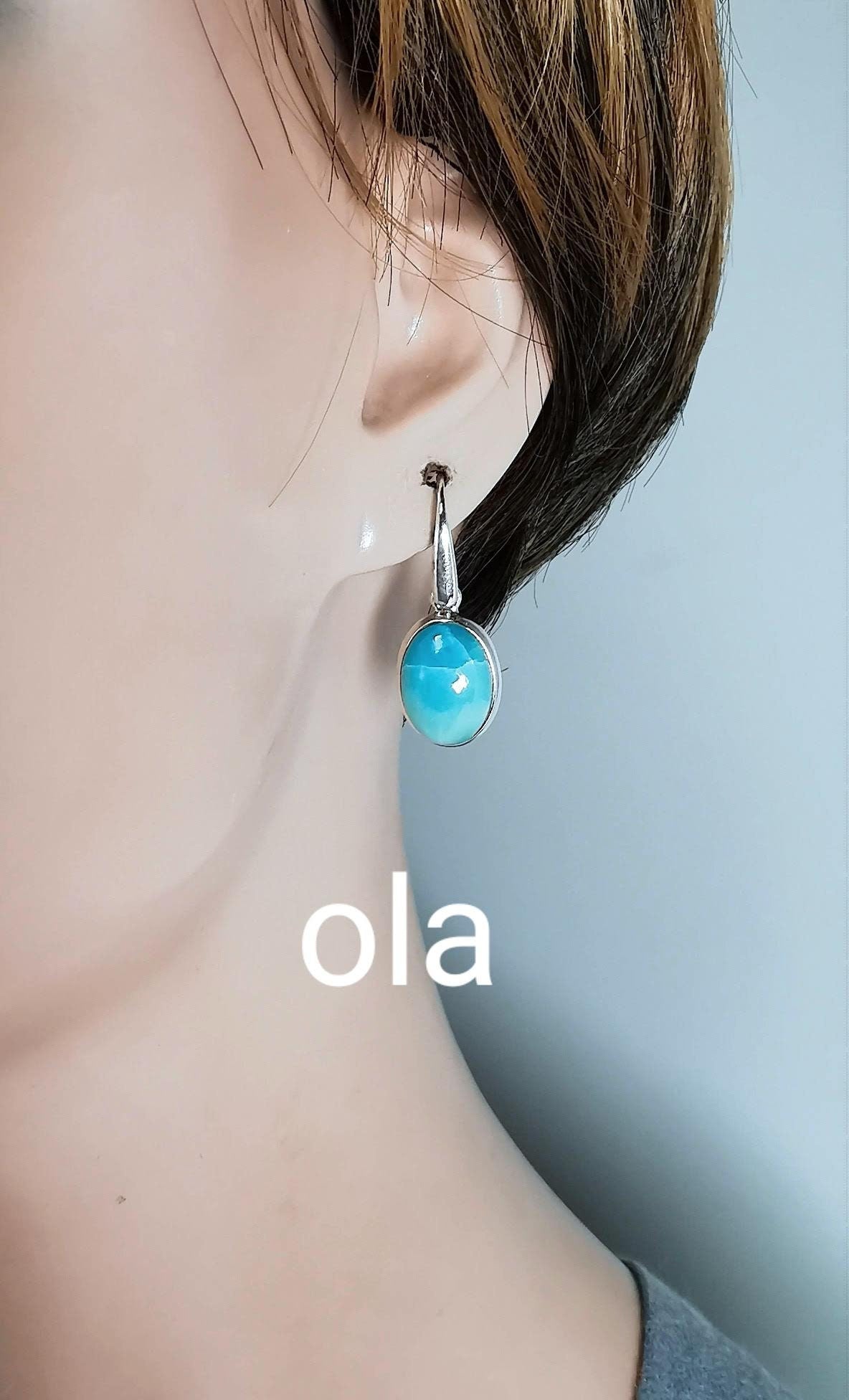 Silberohrhänger mit Larimar