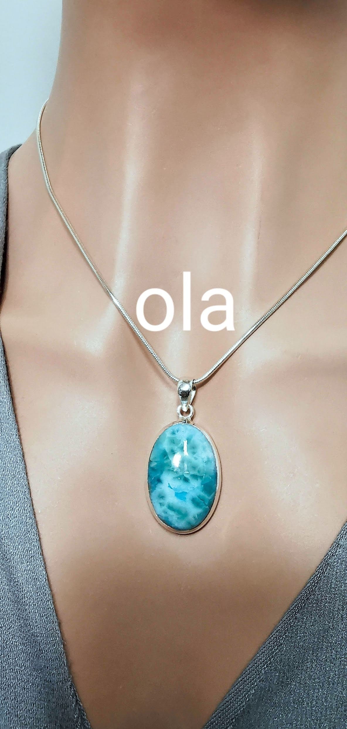 Silberanhänger mit Larimar // 1,5