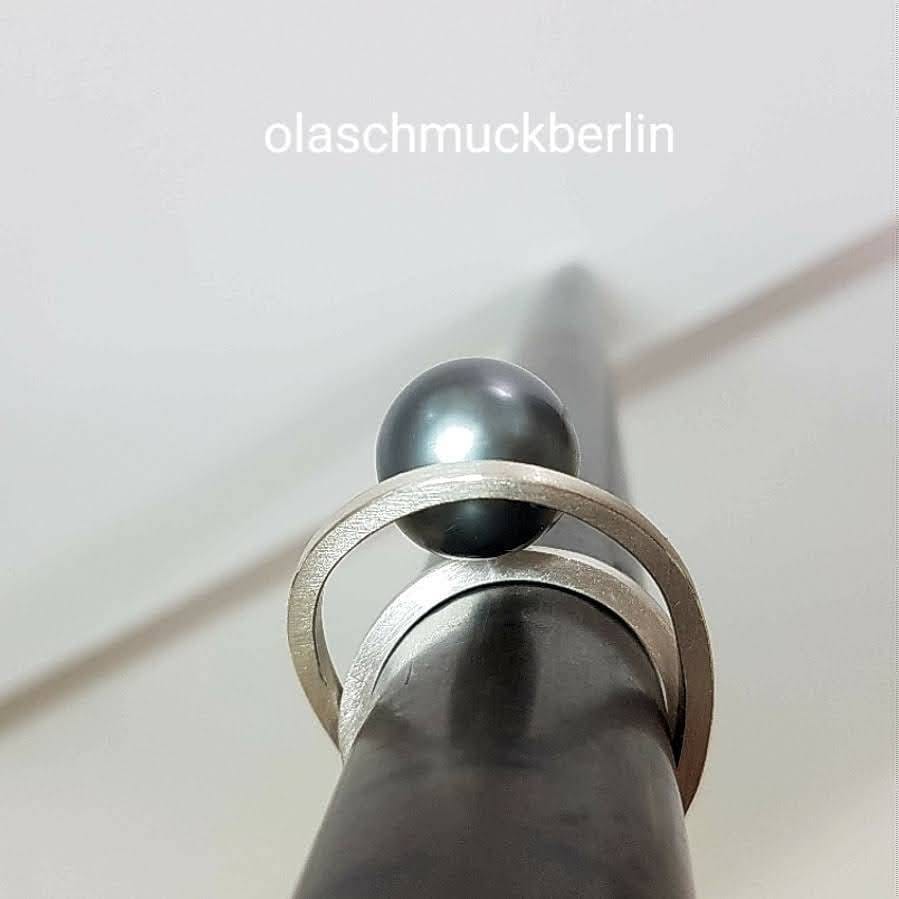 Silber Ring mit schwarzer Tahiti Perle