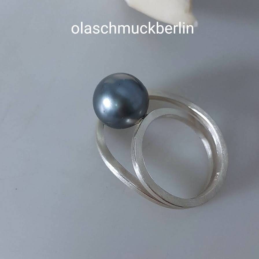 Silber Ring mit schwarzer Tahiti Perle