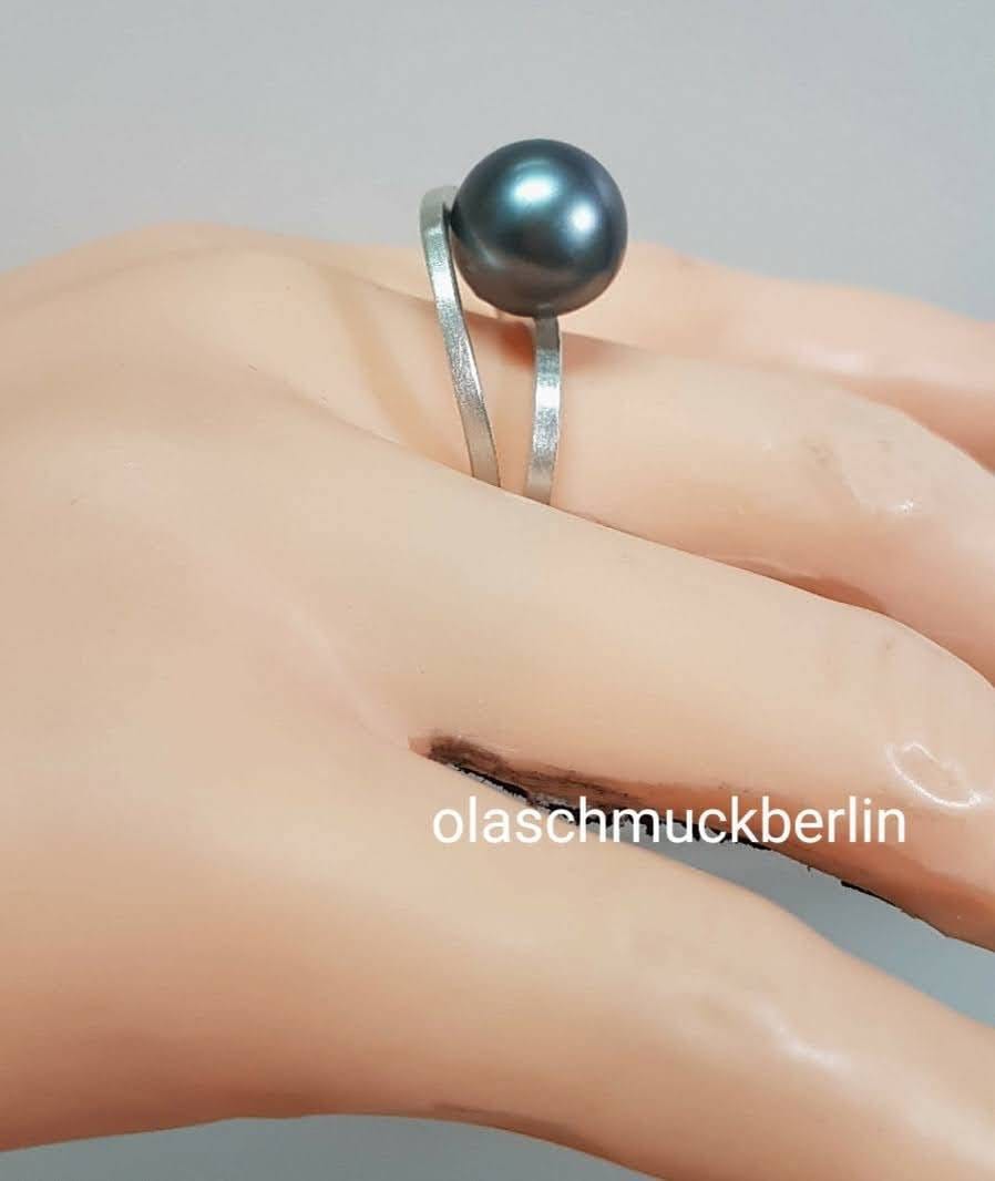 Silber Ring mit schwarzer Tahiti Perle