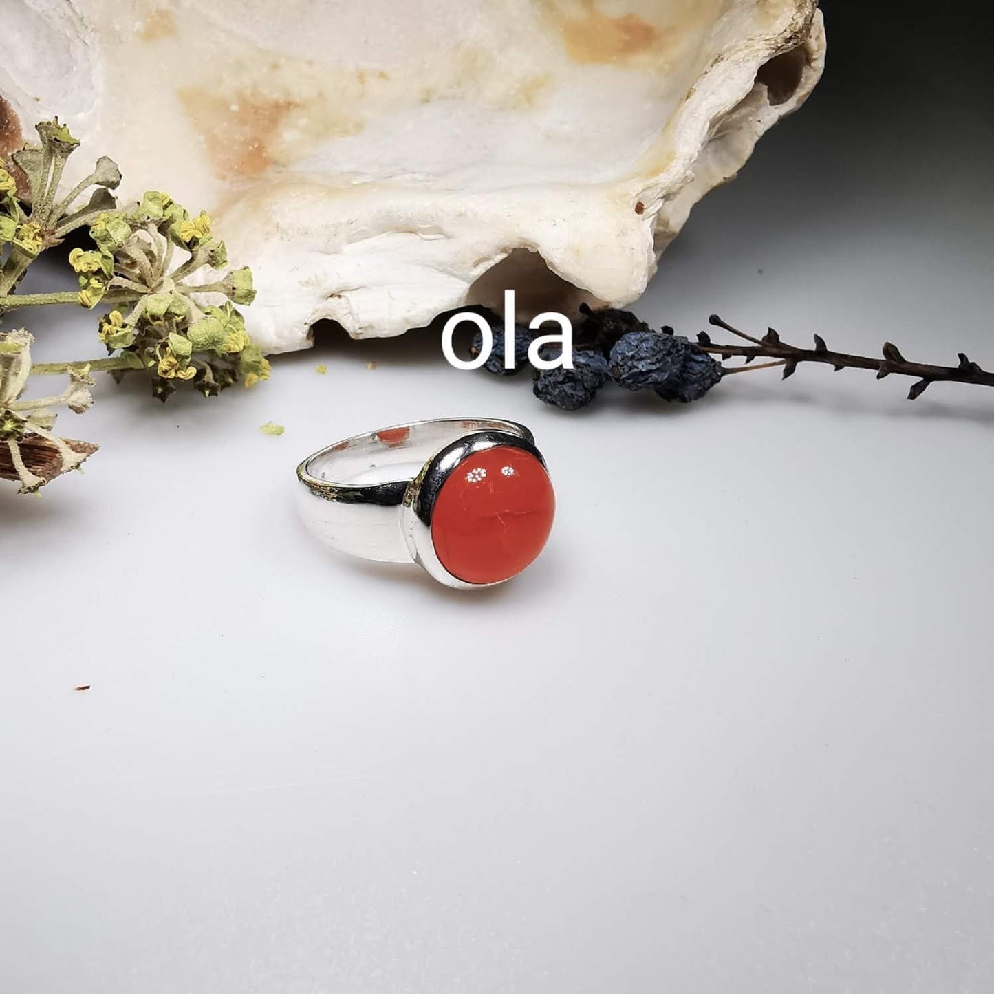 Karneolring in Silber gefasst