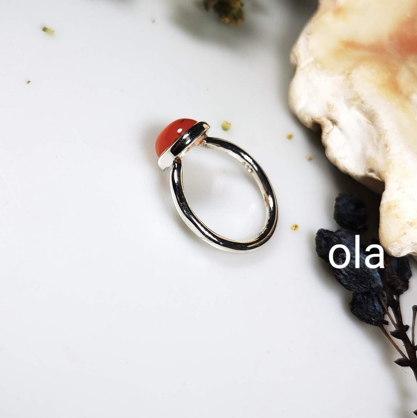 Karneolring in Silber gefasst