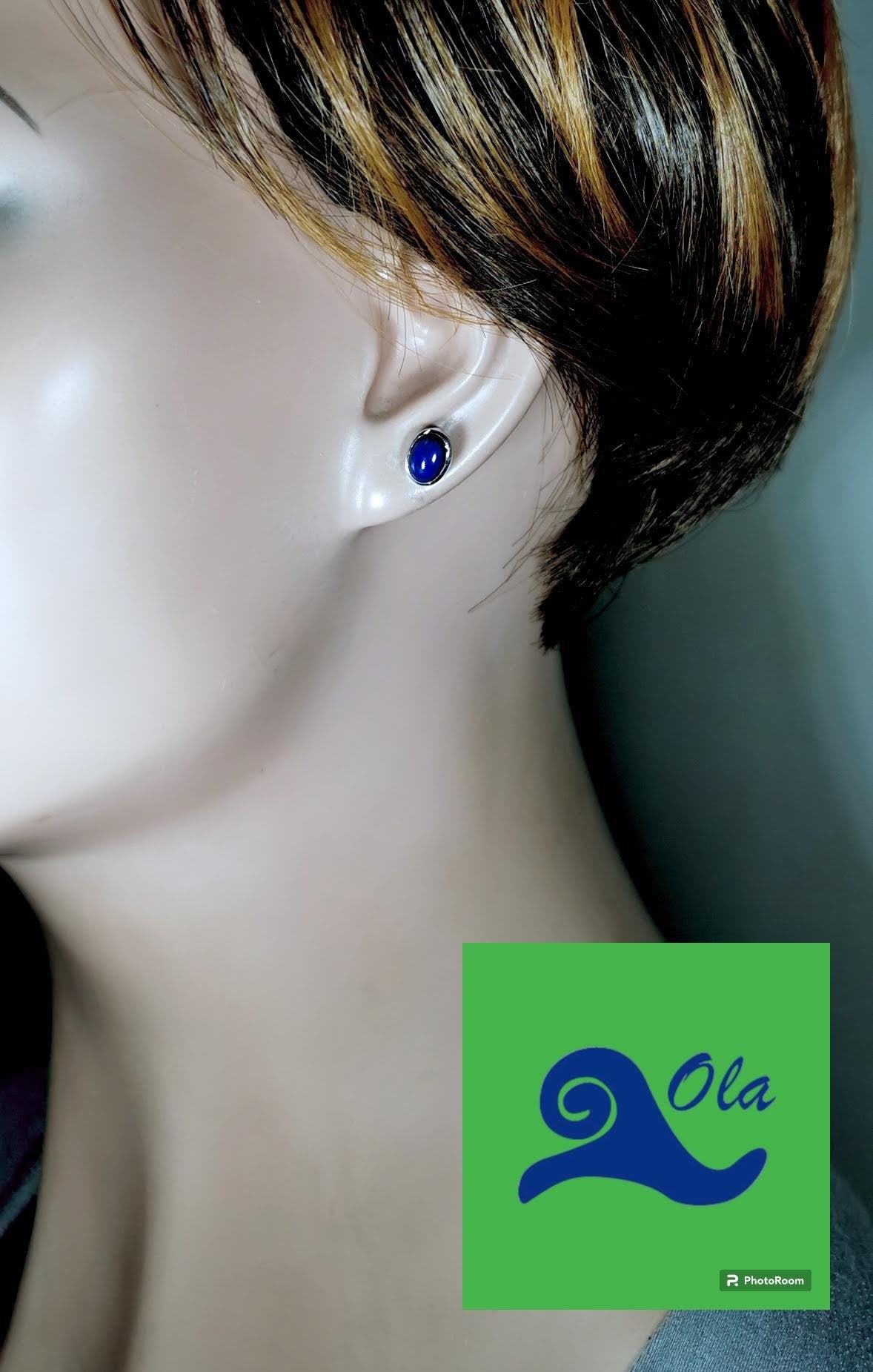 Ovale Ohrstecker Lapislazuli