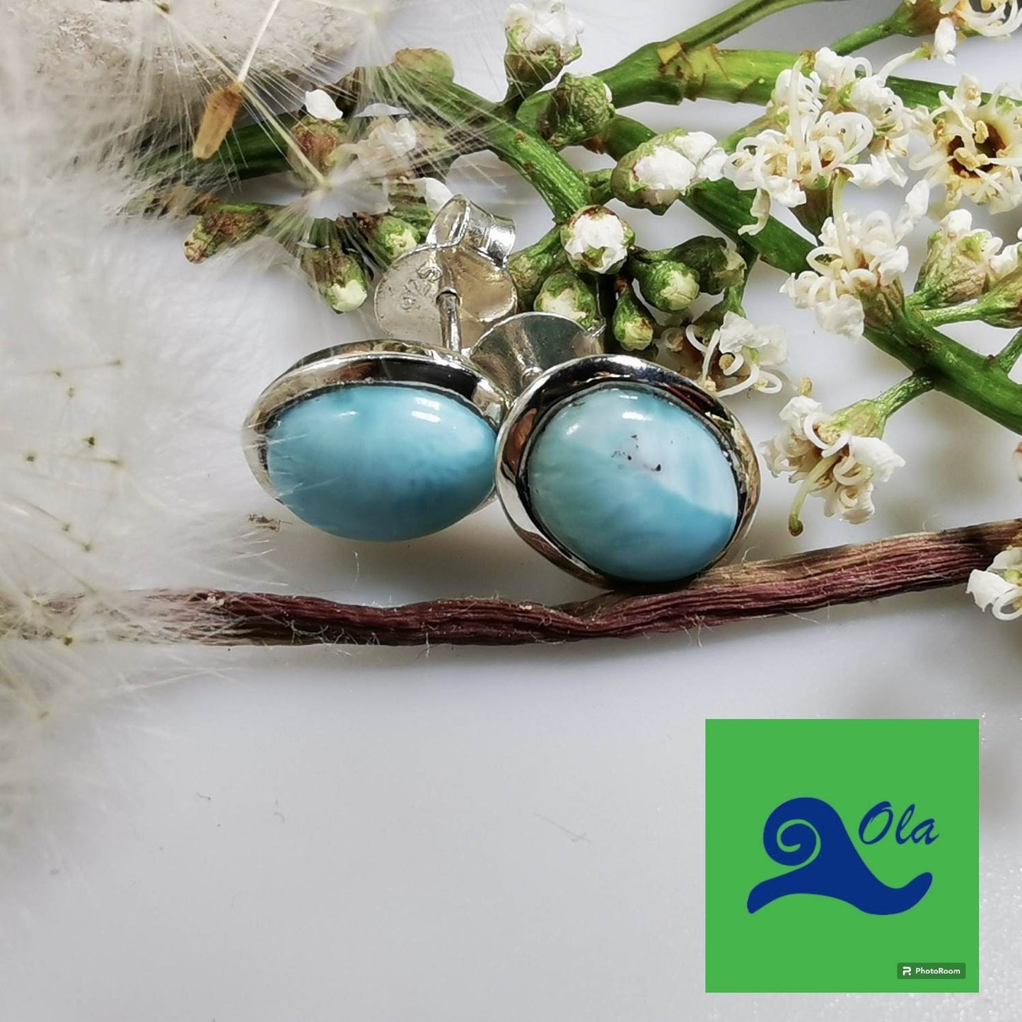 ovale Larimar Ohrstecker