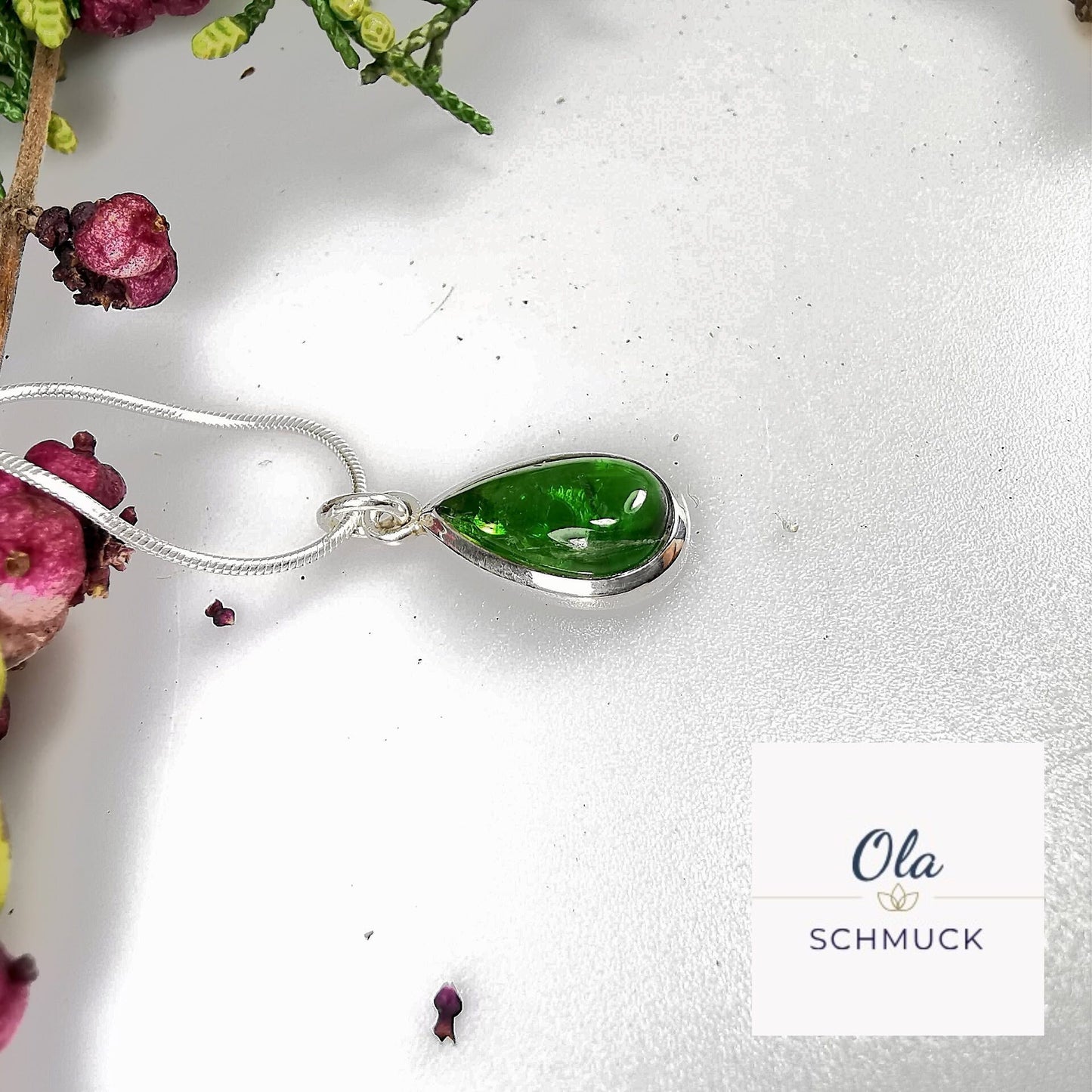 Silber Anhänger mit Chromdiopsid