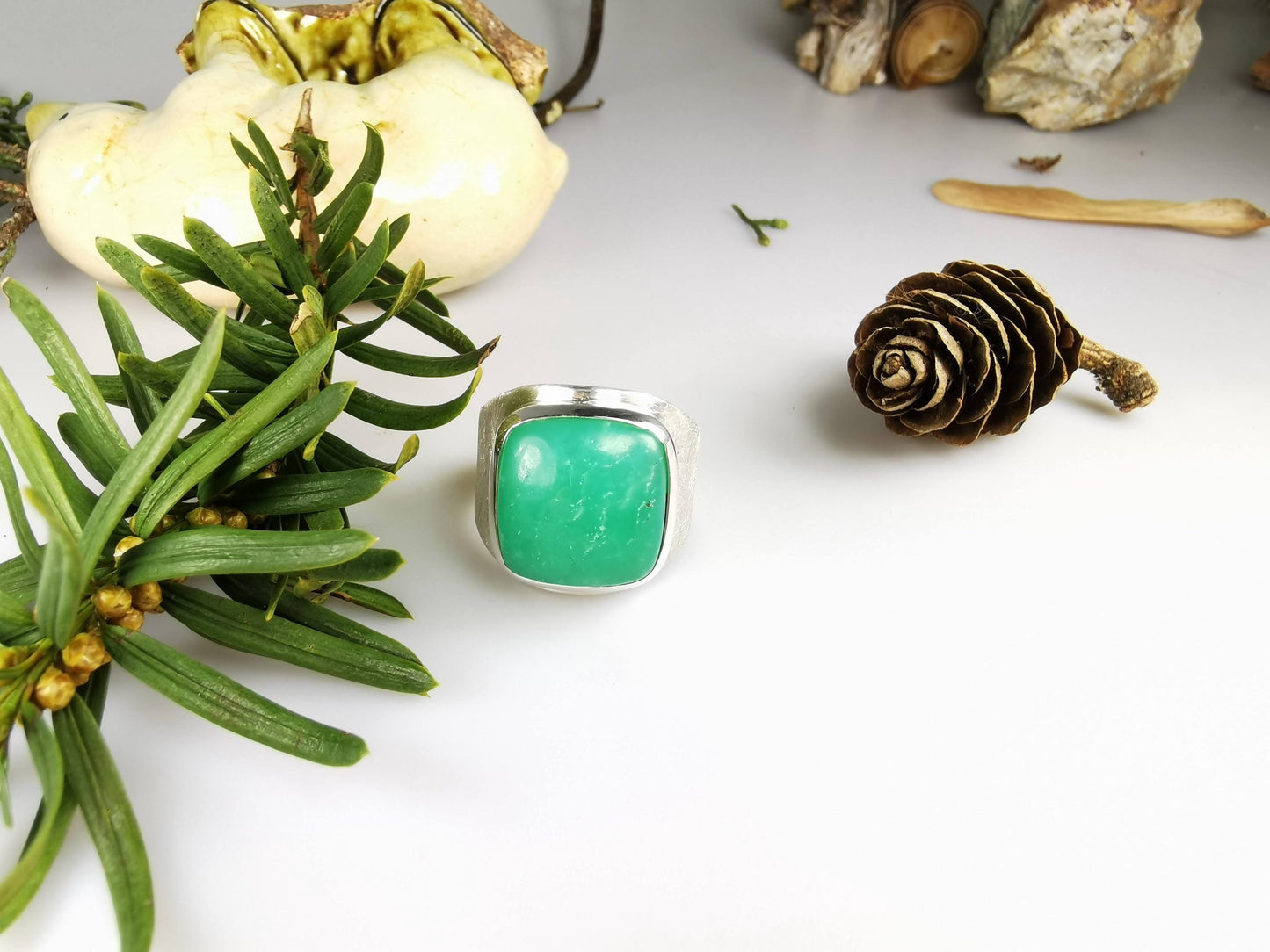 Silber Ring mit Chrysopras