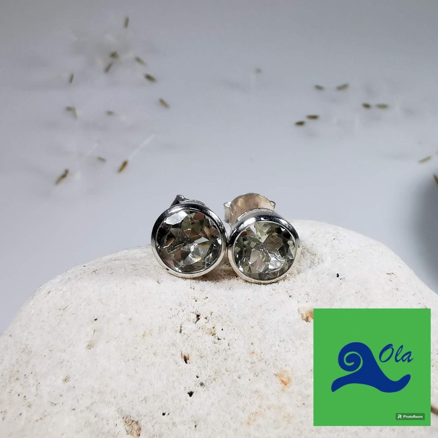 Silber Ohrstecker mit grünem Prasiolith