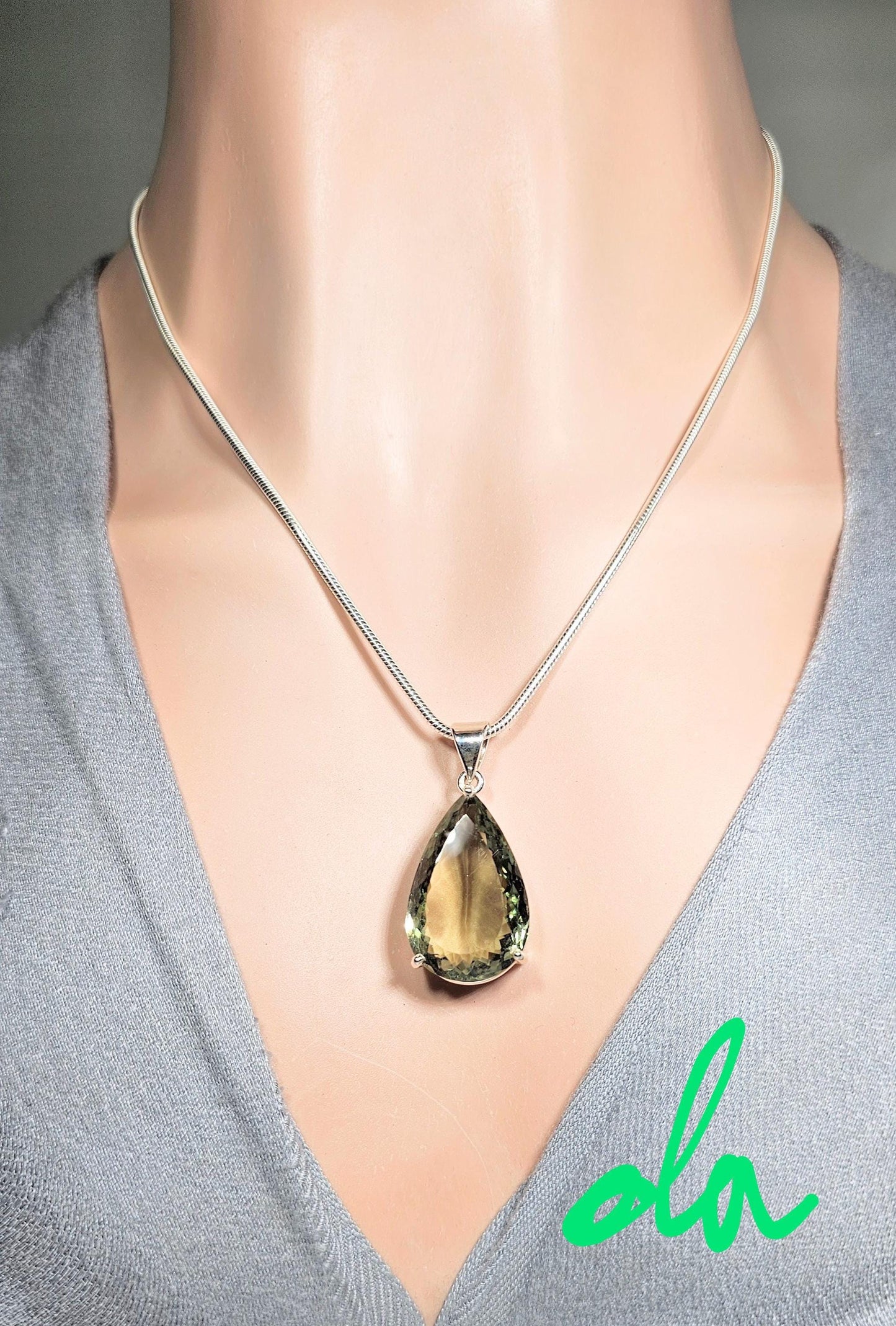 Silber Anhänger mit Prasiolith