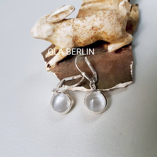 Silberohrhänger mit Mondstein (Sry Lanka) handgearbeitet