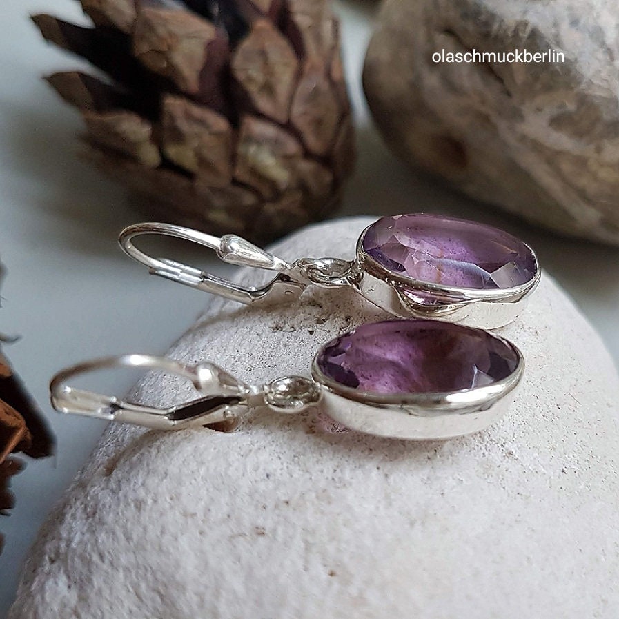 Silberohrhänger mit Amethyst, Ohrhänger