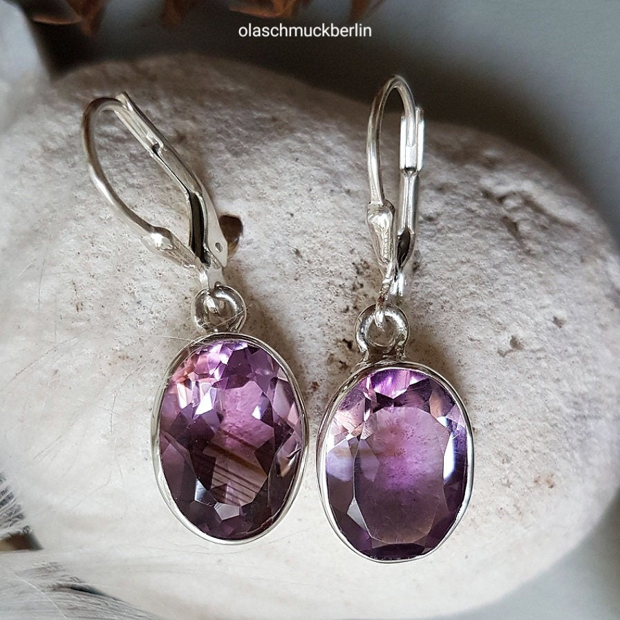 Silberohrhänger mit Amethyst, Ohrhänger