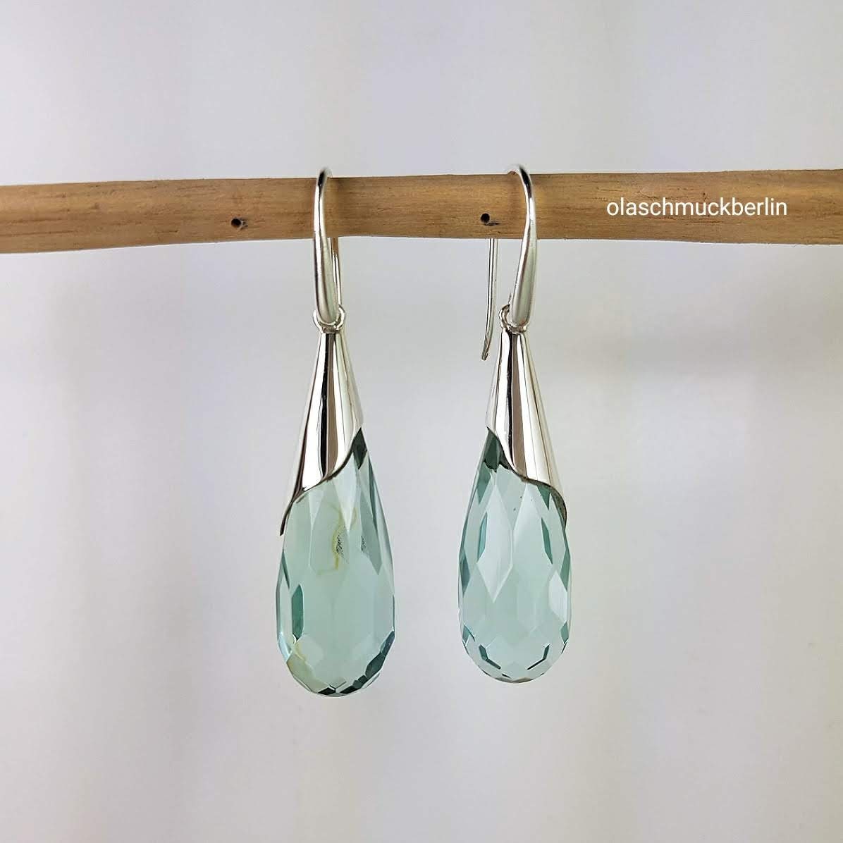 Silberohrhänger mit blauem Obsidian