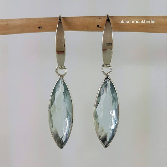 Silberohrhänger mit blauen Obsidian