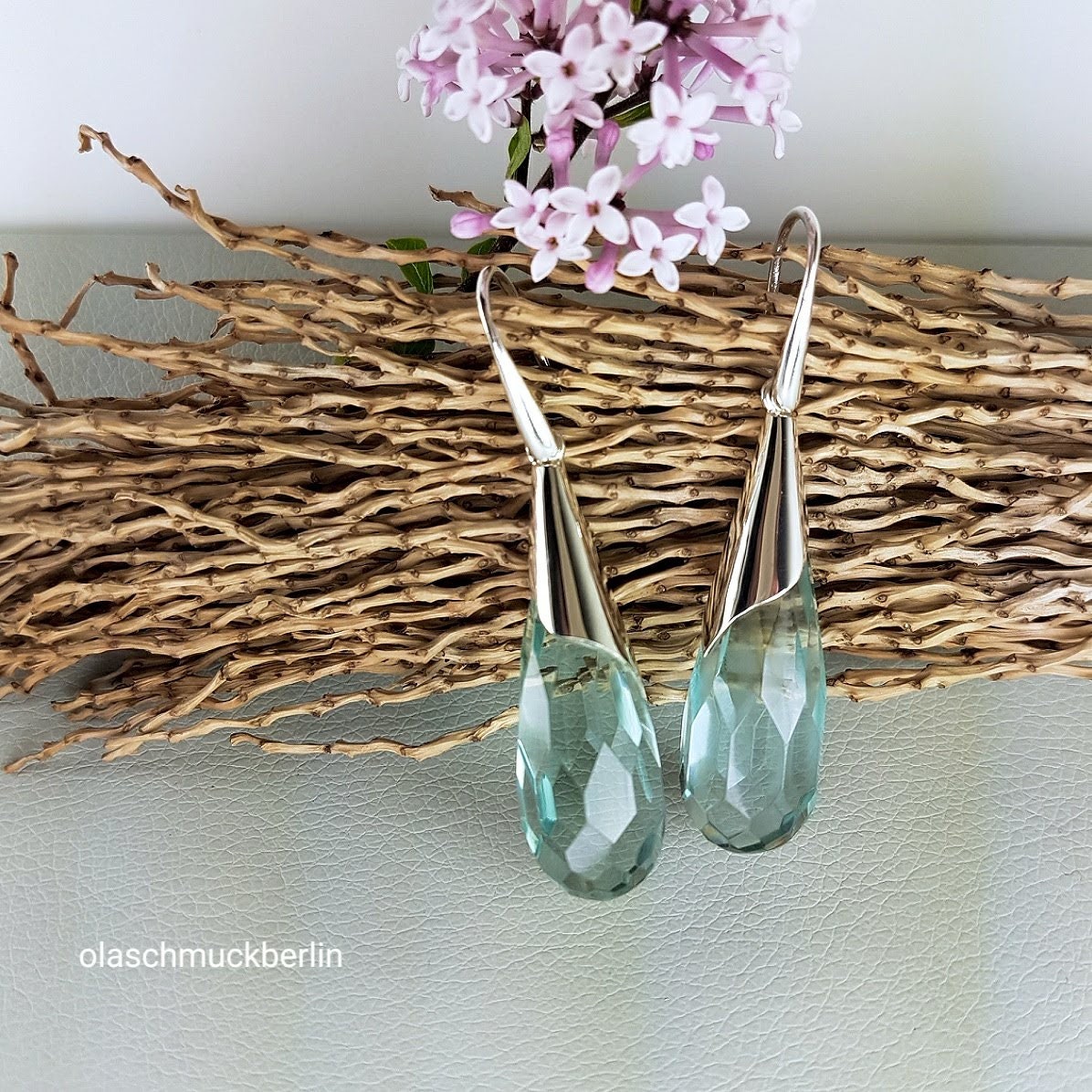 Silberohrhänger mit blauem Obsidian