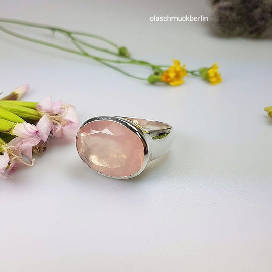 Silberring mit Rosenquarz