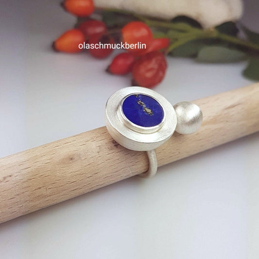 Handgefertigter Silberring mit Lapislazuli (Afghanistan)
