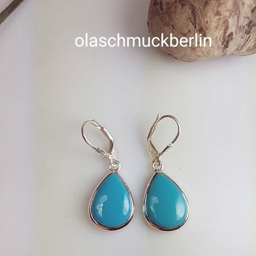 Silberohrhänger mit Türkis