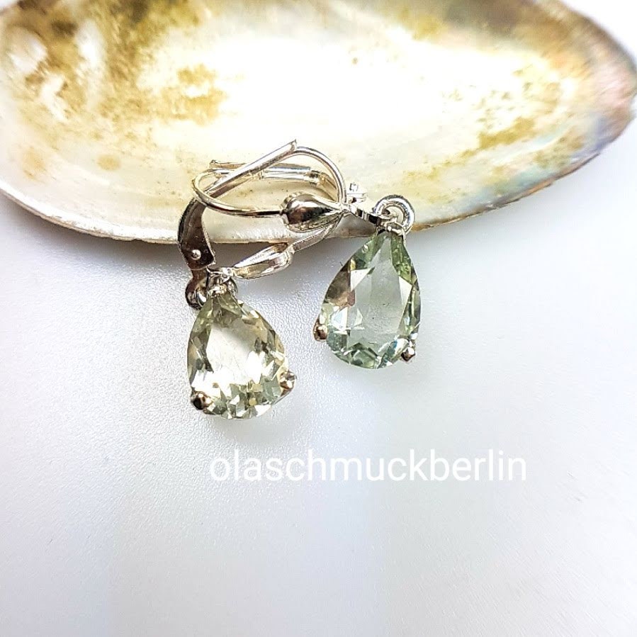 Silberohrhänger mit Prasiolith
