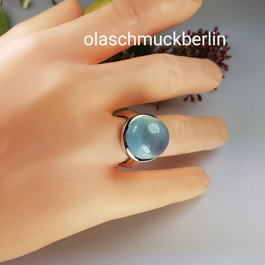 Handgefertigter Silberring mit Aquamarin (Russland)