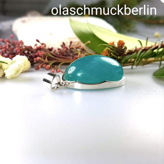 Handmade silver pendant with Amazonite (Madagascar)