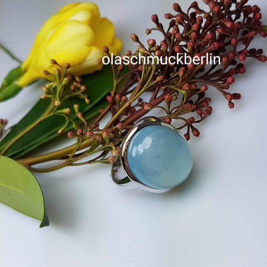 Handgefertigter Silberring mit Aquamarin (Russland)