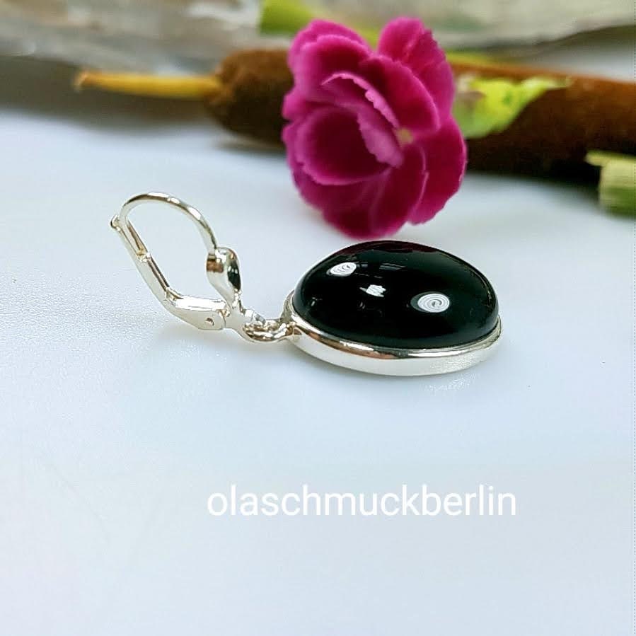 Silberohrhänger mit Onyx