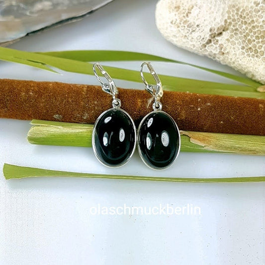 Silberohrhänger mit Onyx