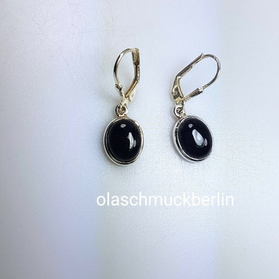Silberohrhänger mit Onyx