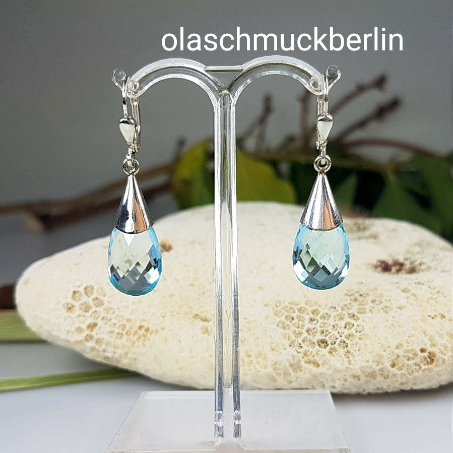 Silberohrhänger mit Topas, Tropfen