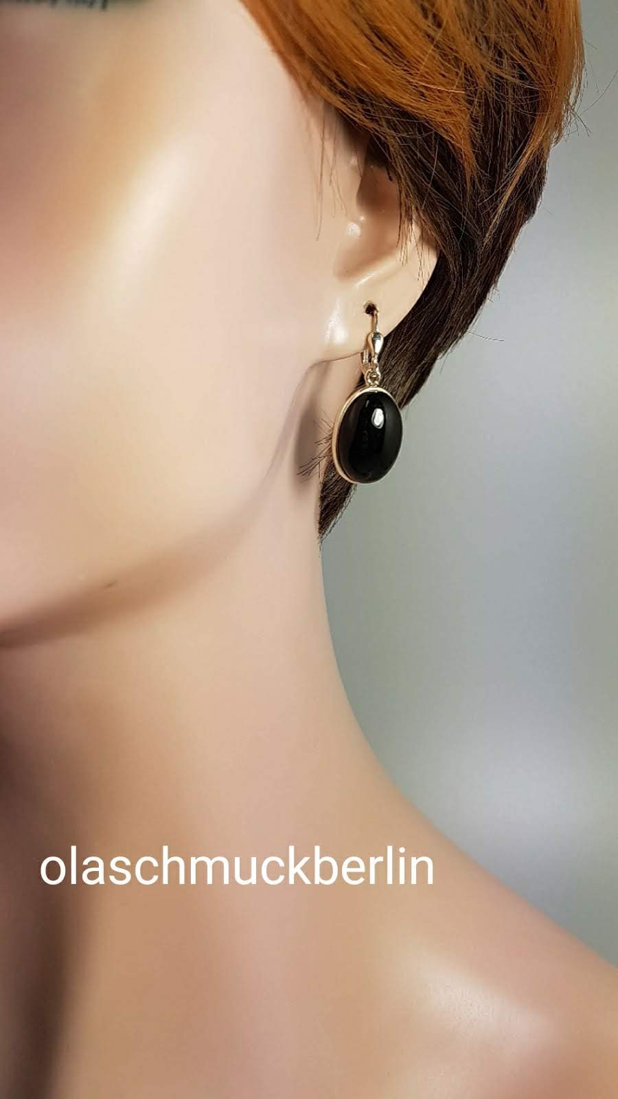 Silberohrhänger mit Onyx