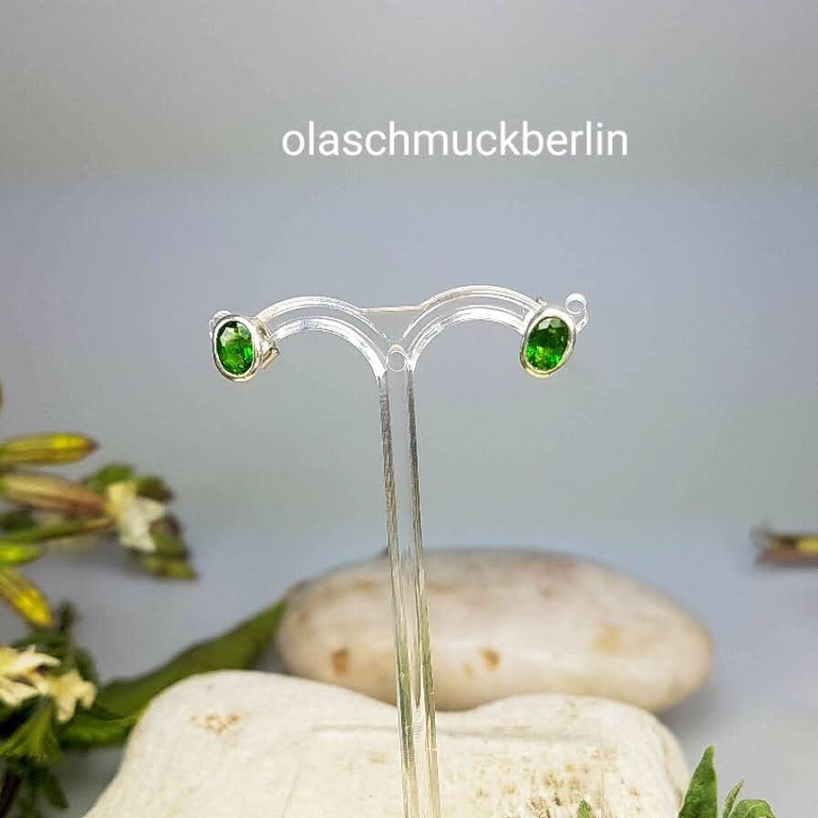 Silberohrstecker mit Chromdiopsid
