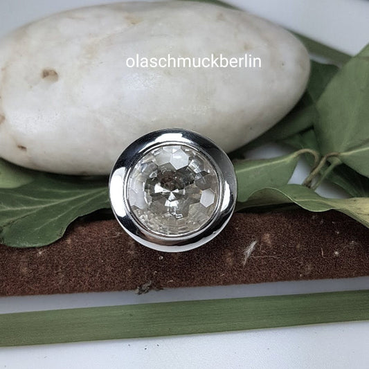 Handgefertigter Silberring mit Bergkristall
