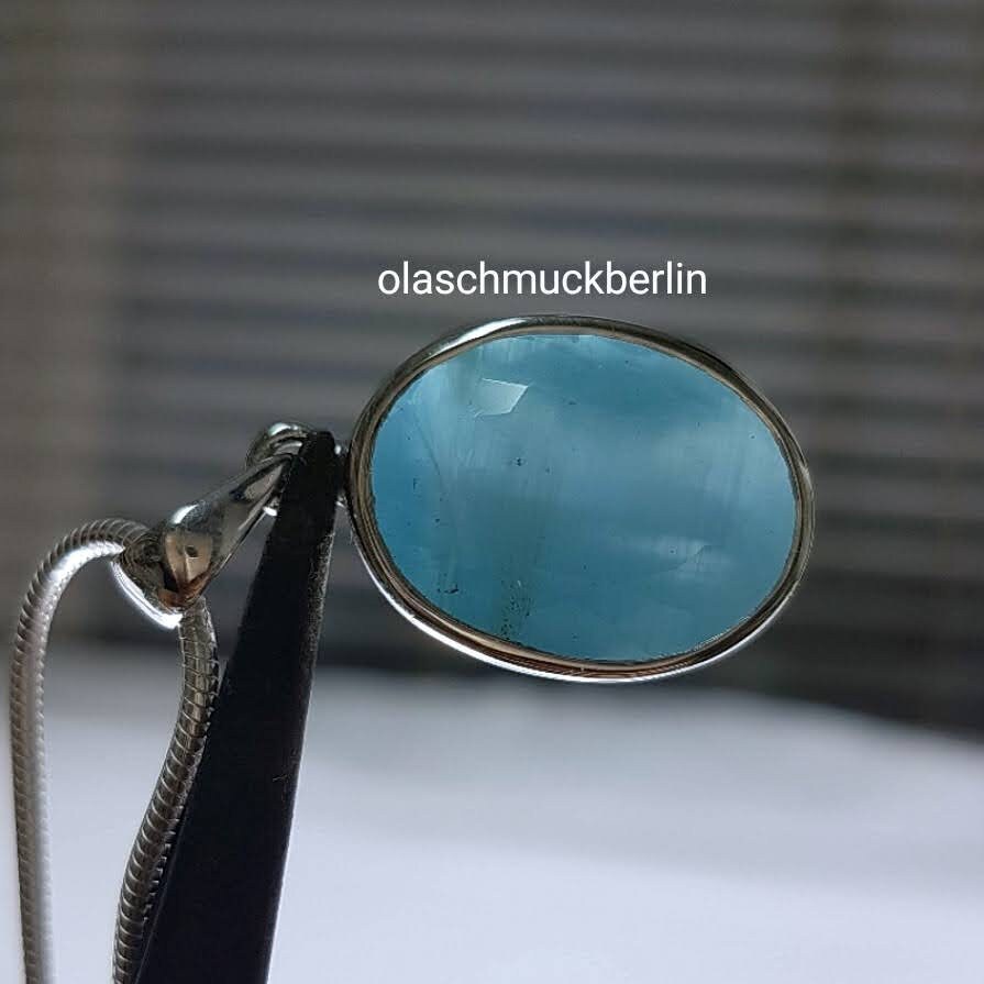 Handgefertigter Silberanhänger mit Aquamarin // 1,5