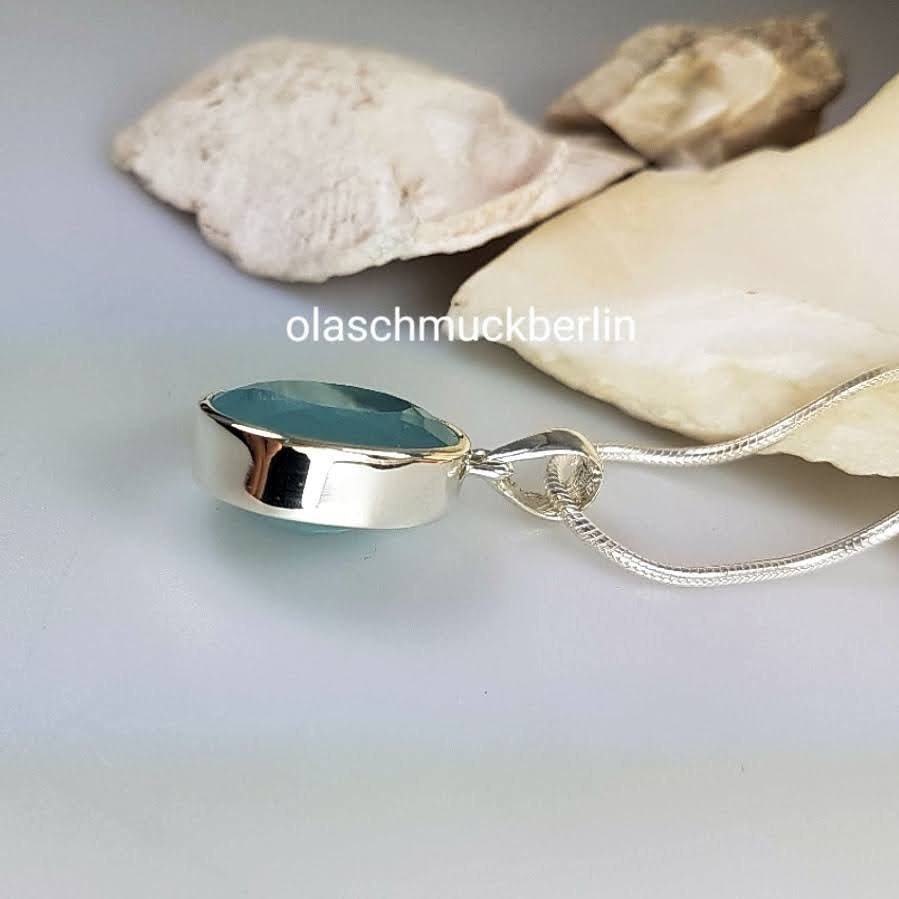 Handgefertigter Silberanhänger mit Aquamarin // 1,5
