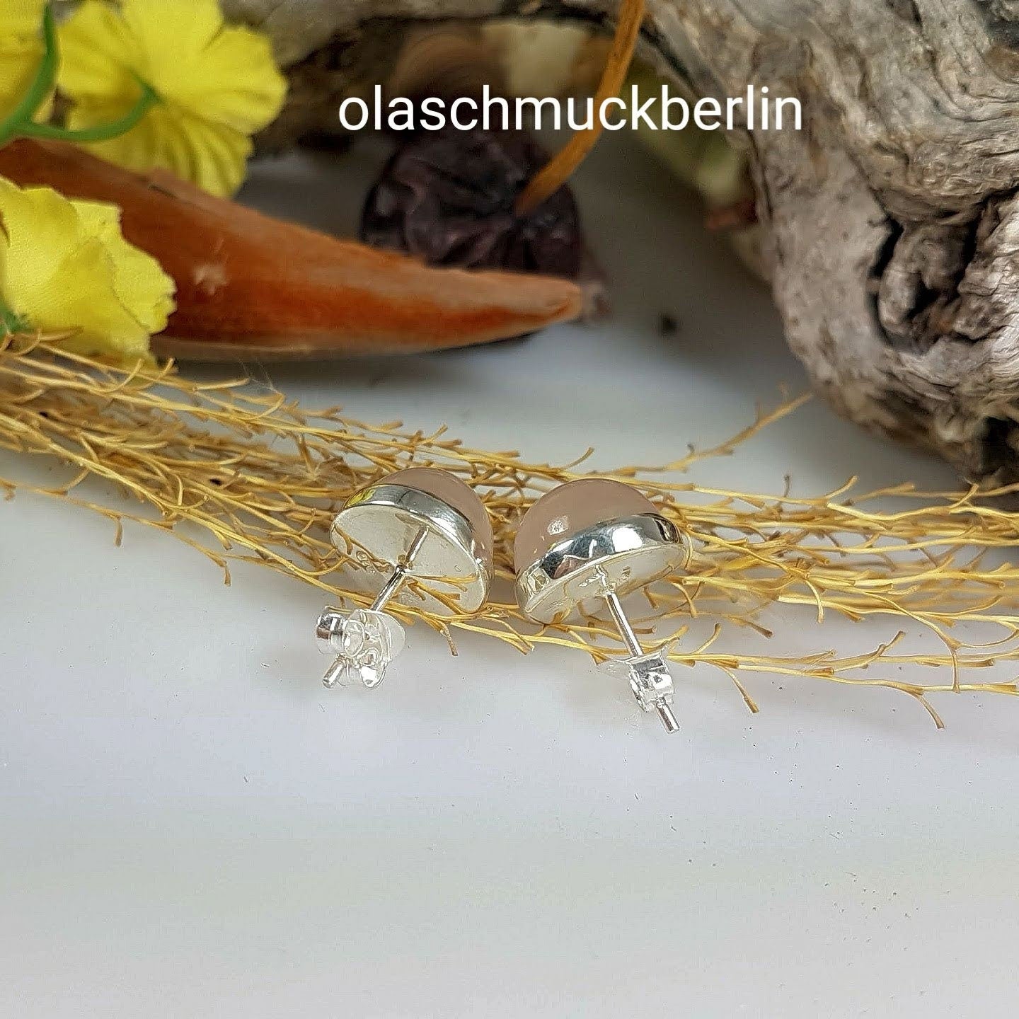 Silberohrstecker mit Rosenquarz