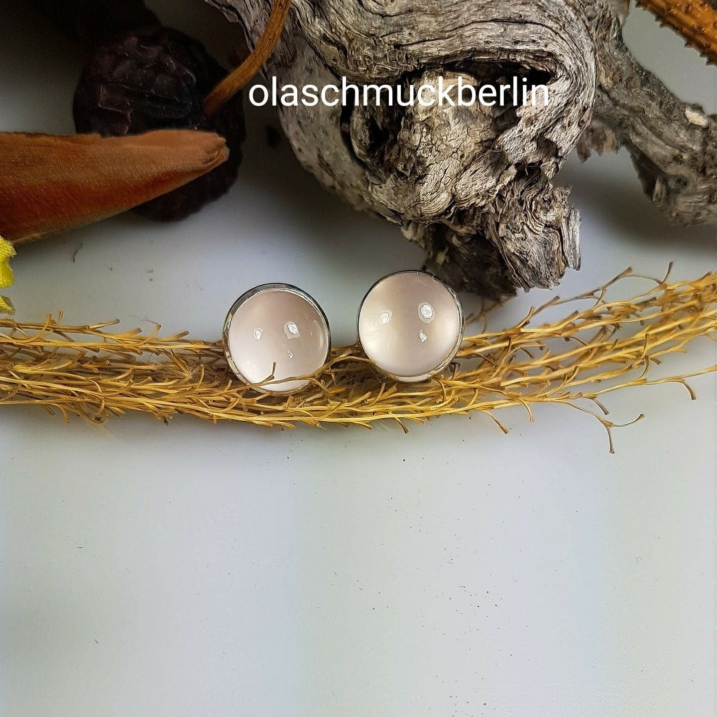 Silberohrstecker mit Rosenquarz