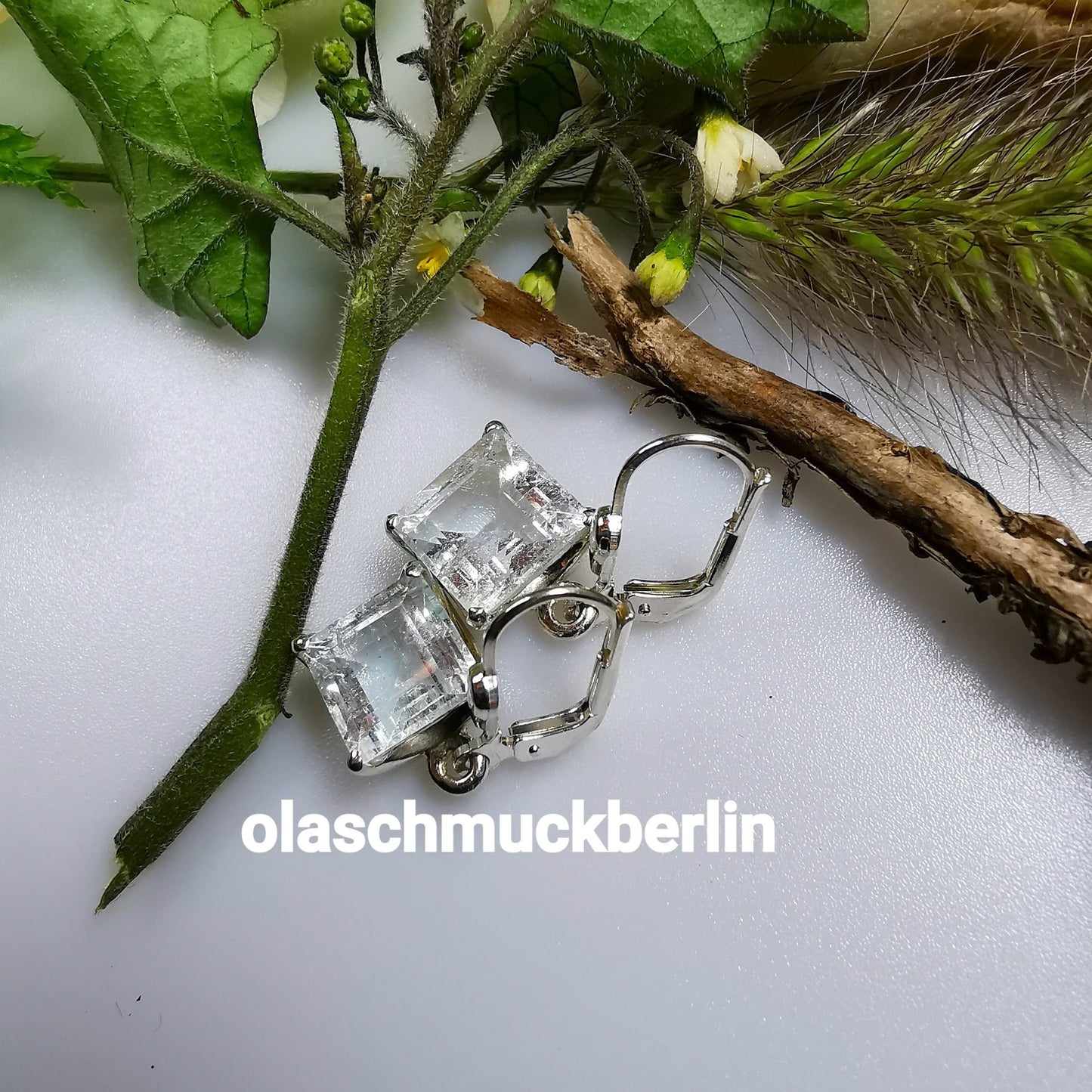 Silberohrhänger mit Aquamarin(USA) handgefertig