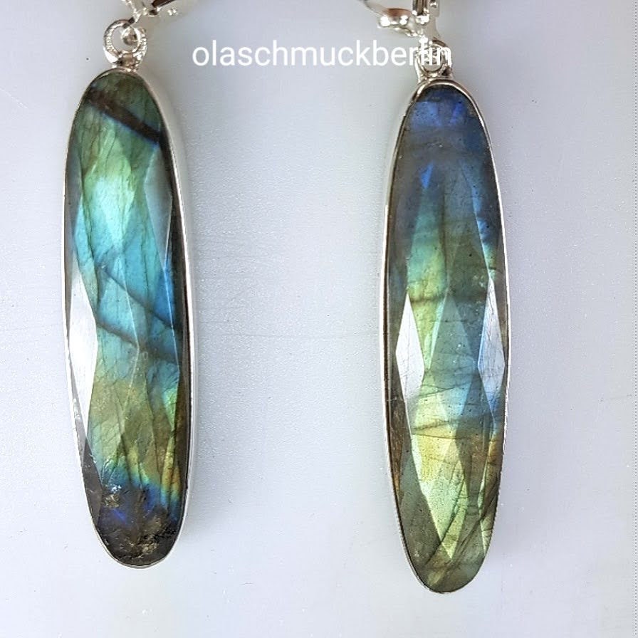 Silber Ohrringe mit Labradorit