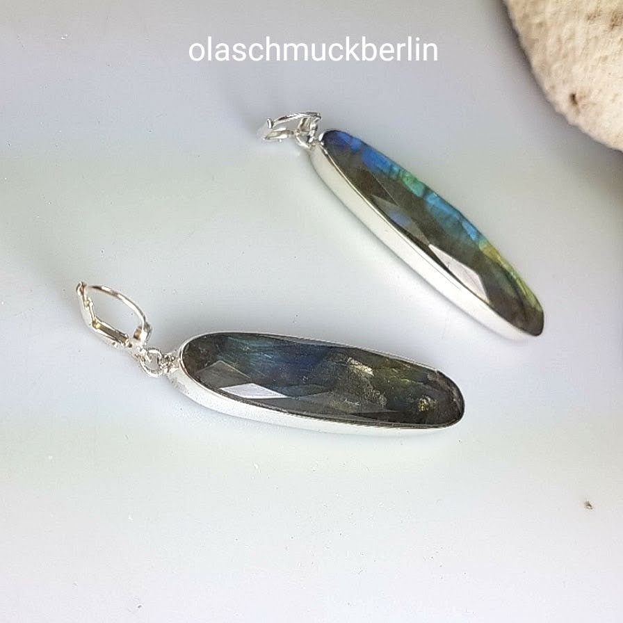 Silber Ohrringe mit Labradorit