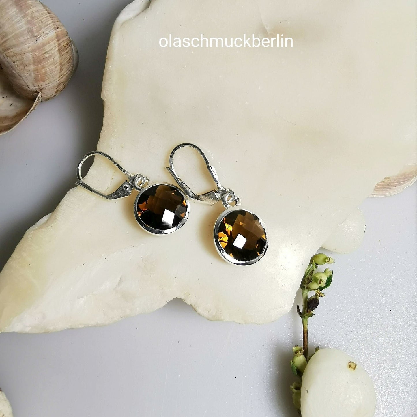 Silberohrhänger mit Rauchquarz