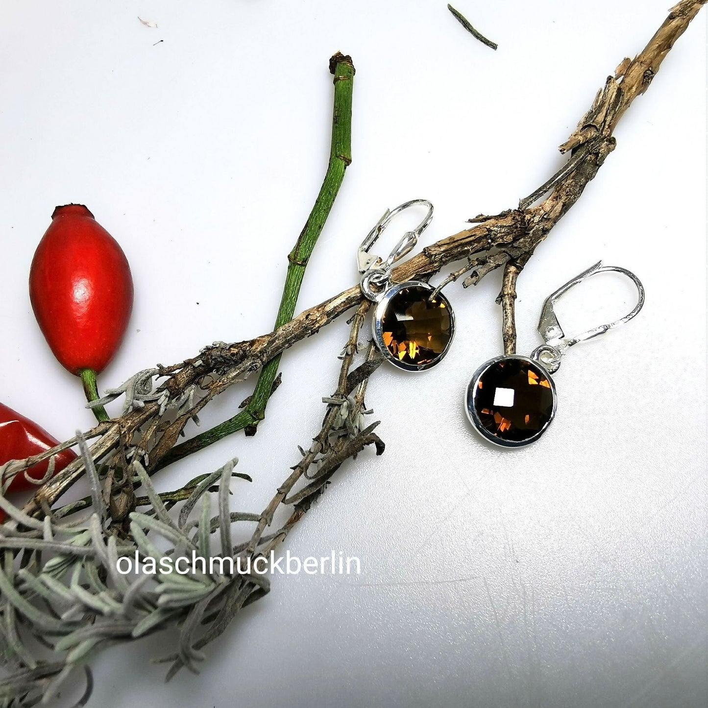 Silberohrhänger mit Rauchquarz