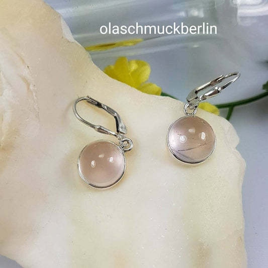 Silberohrhänger mit Rosenquarz