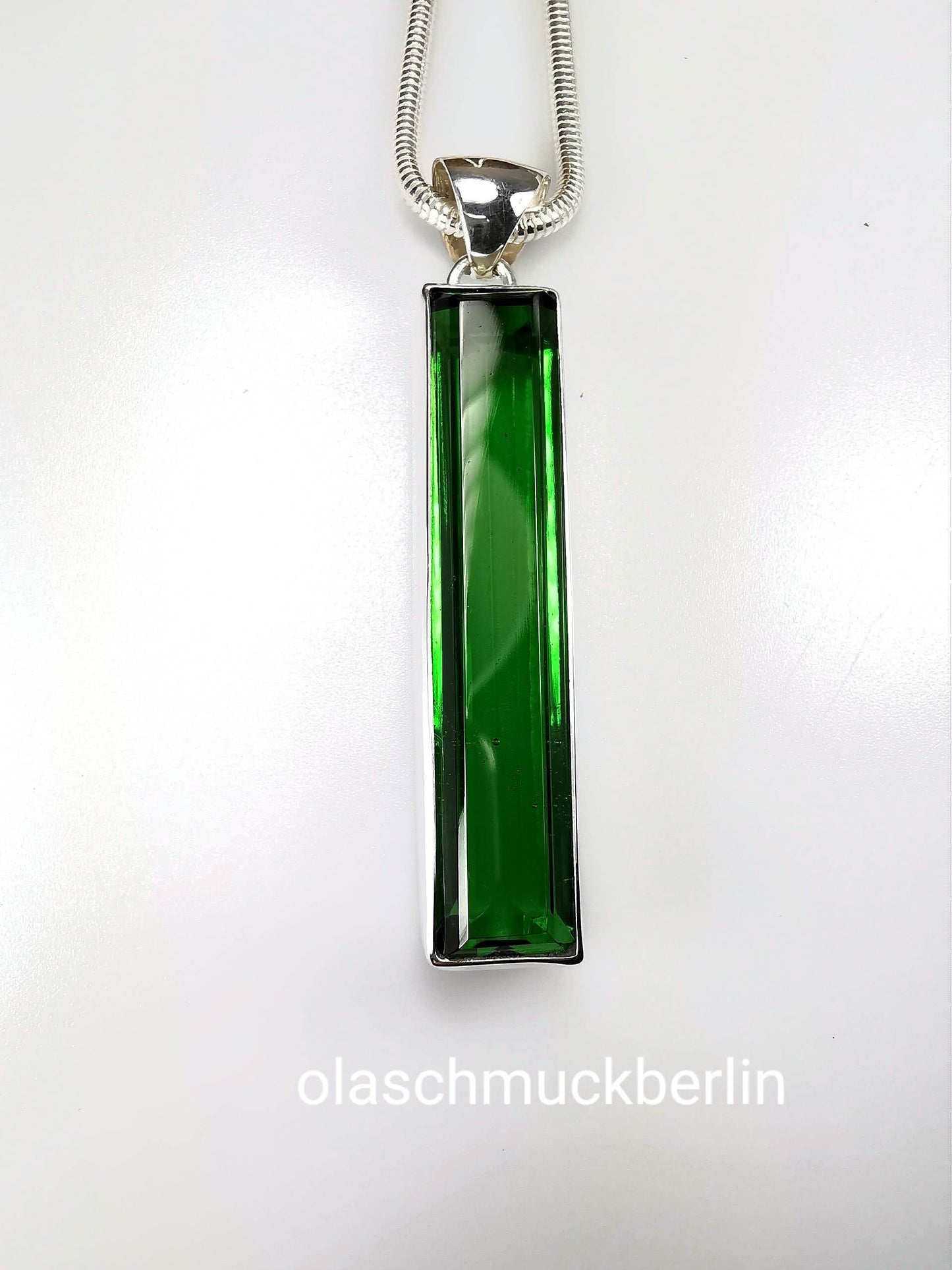 Anhänger mit grünem Obsidian in Silber 9225